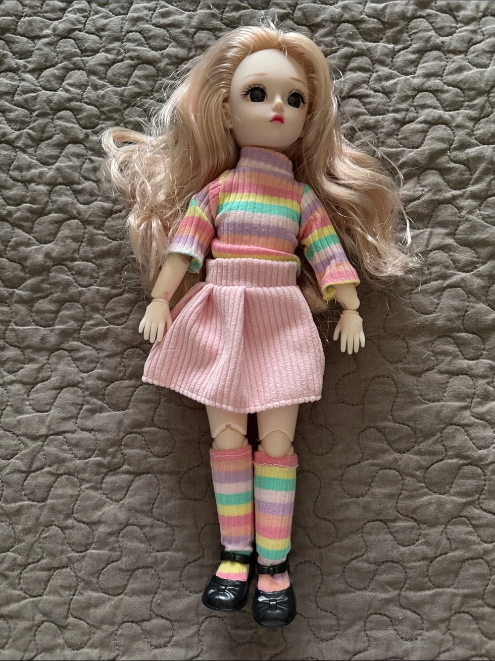 Pastel Rainbow Striped Doll Outfit in Pink - Kids Toys Dolls & Accessories